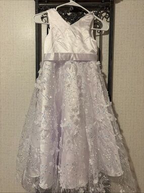 Lilac Sparkle Floral Lace Formal Dress for Girls